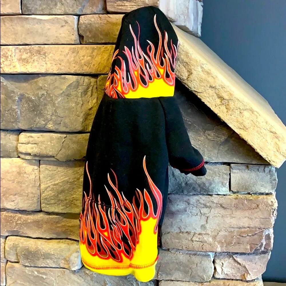 Brett Michaels | Black Hooded Alternative FLAME Fire Sweatshirt | Size Small Dog